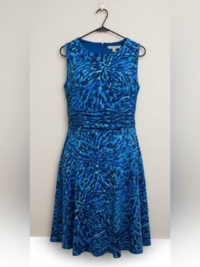 Laura Blue Abstract Fit & Flare  Dress 6P